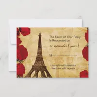 red vintage eiffel tower wedding rsvp 3.5 x 5