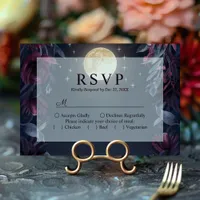 Midnight Garden Moon Wedding RSVP Card