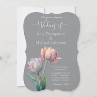 Romantic and Poetic Pastel Tulips Watercolor Invitation