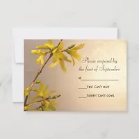 Yellow Spring Forsythia Wedding RSVP Response Card