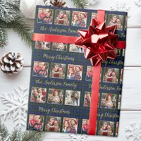 Elegant Photo Collage Custom Merry Christmas Plaid Wrapping Paper