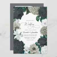 Cloud Gray, Charcoal Slate & Soft White Wedding Invitation