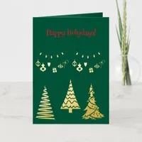 Golden Foil Christmas Trees Simple Elegant  Foil Greeting Card