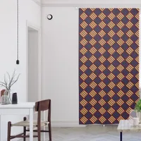 Brown and Blue Pattern on Burgundy | Blackout Curtains