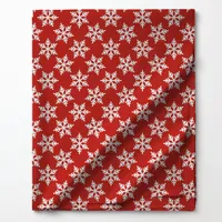 White Snowflakes on Red Fabric