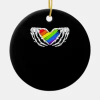 Pride - Pride Skeleton Hands With Heart 2 Classic Ceramic Ornament