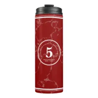 Elegant Red Marble 5 Years Work Anniversary Thermal Tumbler