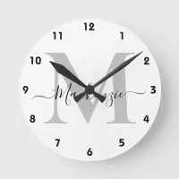 Personalize Monogram Initial Name Round Clock