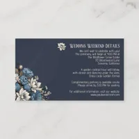Elegant Navy Blue Wildflower Wedding Detail Enclosure Card