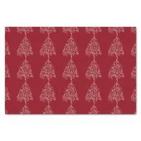 White Christmas Trees on Red Tissue Paper