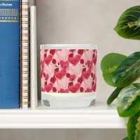 Crimson Red and Blush Pink Hearts and Roses  Scented Candle