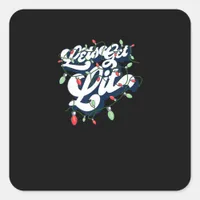 Let's Get Lit! Funny Drinking Christmas Light Grap Square Sticker