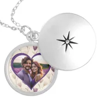 Pretty Personalized Purple Photo Locket Necklace