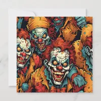  Scary Clown Zombies Halloween Holiday Card