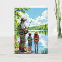 Happy Birthday Dad | Dad Fishing with Kids Card