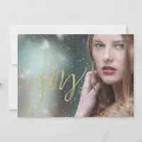 Joy Faux Gold Script Holiday Card