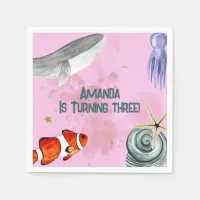 Under The Sea Nautical Kids Birthday Party Pink  Napkins