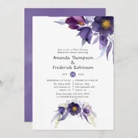 Violet Plum Watercolor Floral Rehearsal Dinner Invitation