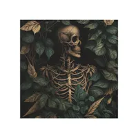 Skeleton in Plants Wood Wall Art