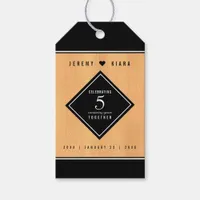 Elegant 5th Wood Wedding Anniversary Celebration Gift Tags