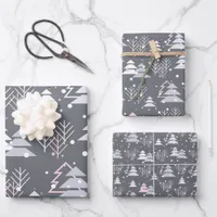 Minimalist Modern Grey Festive Cute Wrapping Paper Sheets