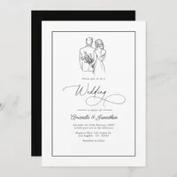 Classic Minimalist Black and White Wedding Invitation