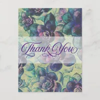 #Succulent Plants Thank You in Purples and Greens Postcard