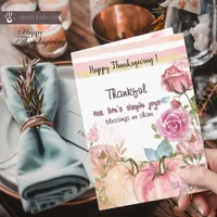 Elegant Floral Pumpkin Thanksgiving Card