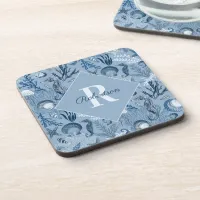 Blue Ocean Coastal Monogram Beverage Coaster