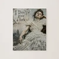 Vintage Woman in a Fork Dress Funny Quote Jigsaw Puzzle
