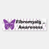 Fibromyalgia Purple Awareness Butterfly Ribbon Bumper Sticker