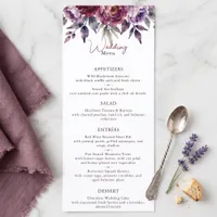 Elegant Moody Burgundy Plum Peony Fall Wedding Menu