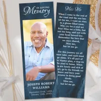 Memorial Prayer Card Funeral Custom Blue Photo Bookmarks