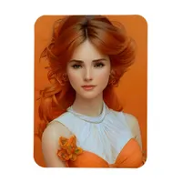 Gorgeous Long Haired Woman in Orange Fashion Model Magnet