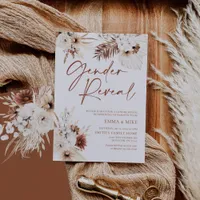 Boho Gender Reveal Invitation with Pampas 