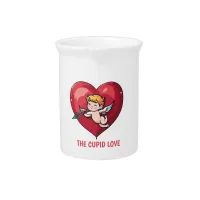 Cupid on Red Heart Beverage Pitcher