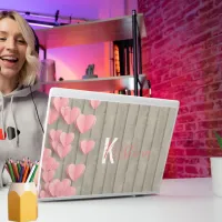 Pink Cute Hearts On A Barn Wood HP Laptop Skin