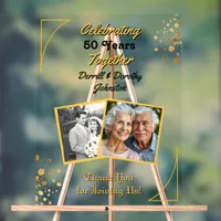 Black and Gold Balloons 50th Anniversary Acrylic Sign