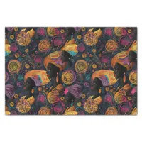 Stylish Black Woman African Pattern in Luxe Color Tissue Paper