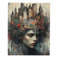 Fairy Tale Queen With Castle on Her Head Jigsaw Puzzle