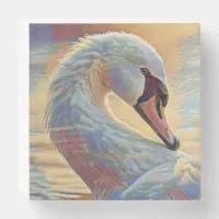 *~* SC1 Pastel Beautiful White Swan  Wooden Box Sign