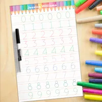Number Tracing Practice Dry Erase Board