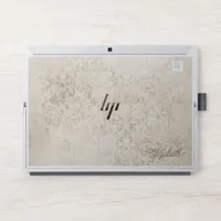 Elegant Ivory Beige Vintage Damask Pattern HP Laptop Skin