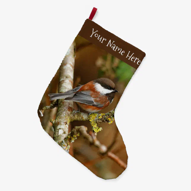 Cute Chestnut-Backed Chickadee Songbird Large Christmas Stocking