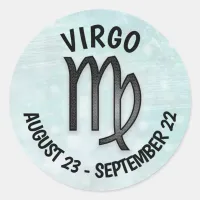 Teal and Black Horoscope sign Virgo Symbol Classic Round Sticker