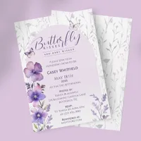 Butterfly Kisses Purple Boho Baby Shower Invitation