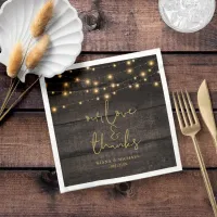 String Lights on Wood Thank You ID525 Napkins