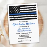 Thin Blue Line Law Enforcement Police Graduation Invitation Postcard