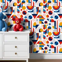 Retro Geometric Abstract Pat#11 Navy Gold ID1067 Wallpaper