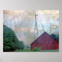 The Red Barn Mixed Media Poster